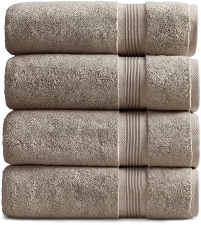 Springtree Home Luxury Bamboo Rayon Plush Bath Towel Set | 4-Pack | Brown