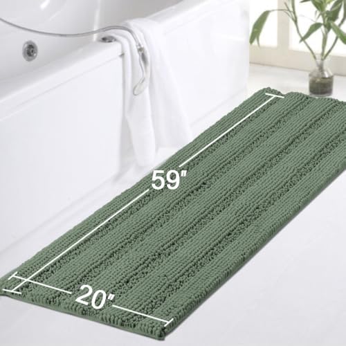Turquoize Bathroom Runner Rug 20"x59", Soft Absorbent Chenille Bath Rug