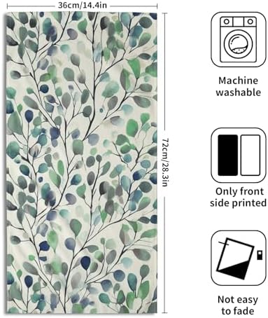Leaves Floral Hand Towels 14x28 Inch Grey Green Boho Floral Absorbent Microfiber Soft Dish Washing Cloth Face Tea Towels for Home Hotel Gym Laundry Room Kitchen Bathroom Decor