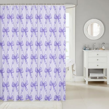 jejeloiu Cute Bow Bathroom Accessories 72"x84" Purple Bowknot Shower Curtain for Bathroom Decor for Kids Boys Girls Kawaii Bath Curtain Waterproof Polyester Fabric for Stalls Bathtubs Princess