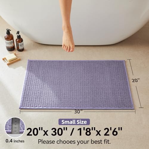 Triohero Bathroom Rugs Non Slip Washable, Super Absorbent Thin Bath Mat Small Quick Dry Low Pile Bathroom Rug, Lavender 20"x30"