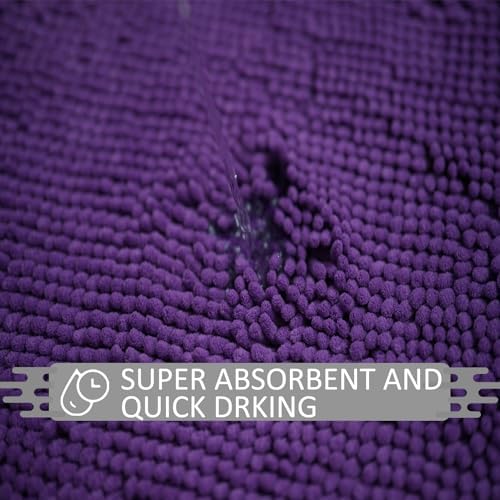 Bathroom Rugs Sets 3 Piece Non Slip,Bath Rugs with PVC Backing Bath Carpet,Bathroom Rug Washable,Absorbent,Plush Carpet Mats,Bath Mats for Bedroom, Kitchen,Tub,Home Decor (Purple)