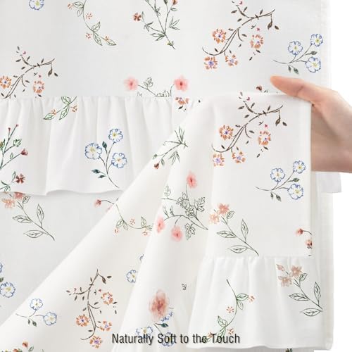 Floral Farmhouse French Country Ruffle Cotton Shower Curtain 72Wx72H