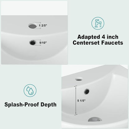 20"x17" Ceramic Pedestal Bathroom Sink with, Single Hole Faucet - Space-Saving Design for Half Baths & Rooms