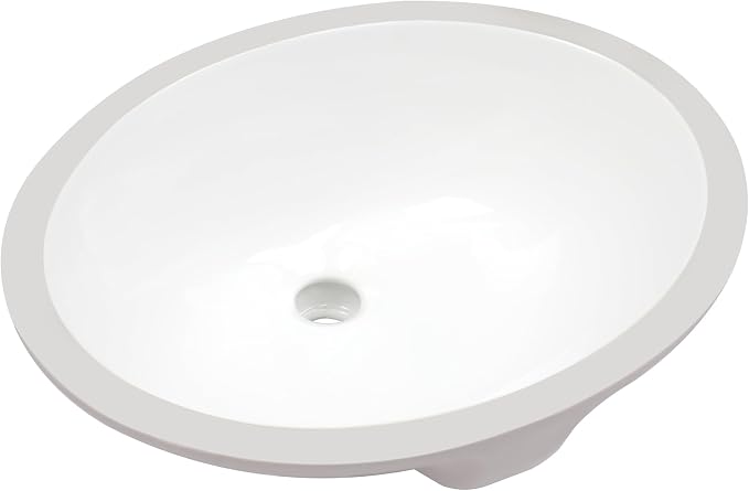 Enbol 16x13 inch Oval Undermount Ceramic Bathroom Sink - White Porcelain Vessel Lavatory Basin with Overflow, Countertop Vanity Sink ECU1613-1
