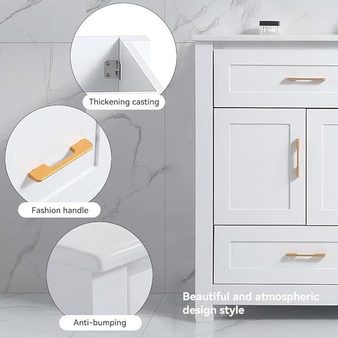 LZ LEISURE ZONE 48" Bathroom Vanity with Ceramic Sink Combo, Abundant Cabinet -4 Soft Close Doors and 4 Drawers, White