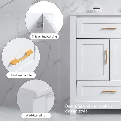 LZ LEISURE ZONE 48" Bathroom Vanity with Ceramic Sink Combo, Abundant Cabinet -4 Soft Close Doors and 4 Drawers, White