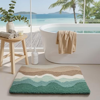 LUMI Coastal Bathroom Rug Soft Microfiber Absorbent Bath Mat 20x32