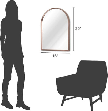 Arch Bathroom Mirror, 20"x16" Wall Mounted Mirror, Arched Vanity Wall Mirror Metal Frame Home Decor for Bedroom, Entryway, Living Room