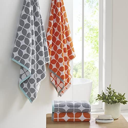 Intelligent Design Lita Cotton Bath Towel Set Jacquard, 6 Piece, Orange