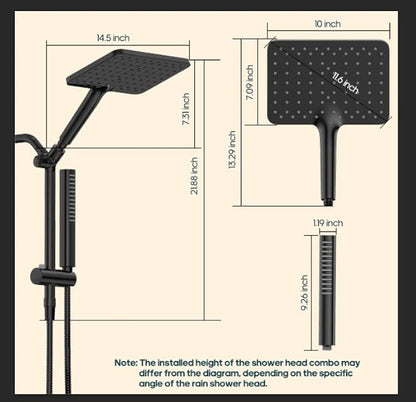 Filtered Shower Head with Handheld Spray Combo High Pressure Rain Shower Head Dual Shower Head with Filters - Removes Chlorine Height Adjustable & Built-in Power Wash