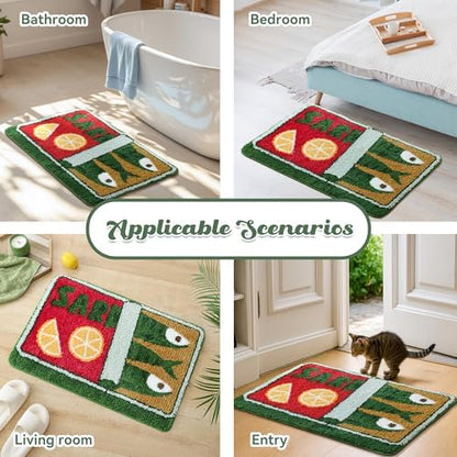 TRUEDAYS Sardine Bath Mat, Cute Bath Mat for Bathroom 20x30 Inch, Green