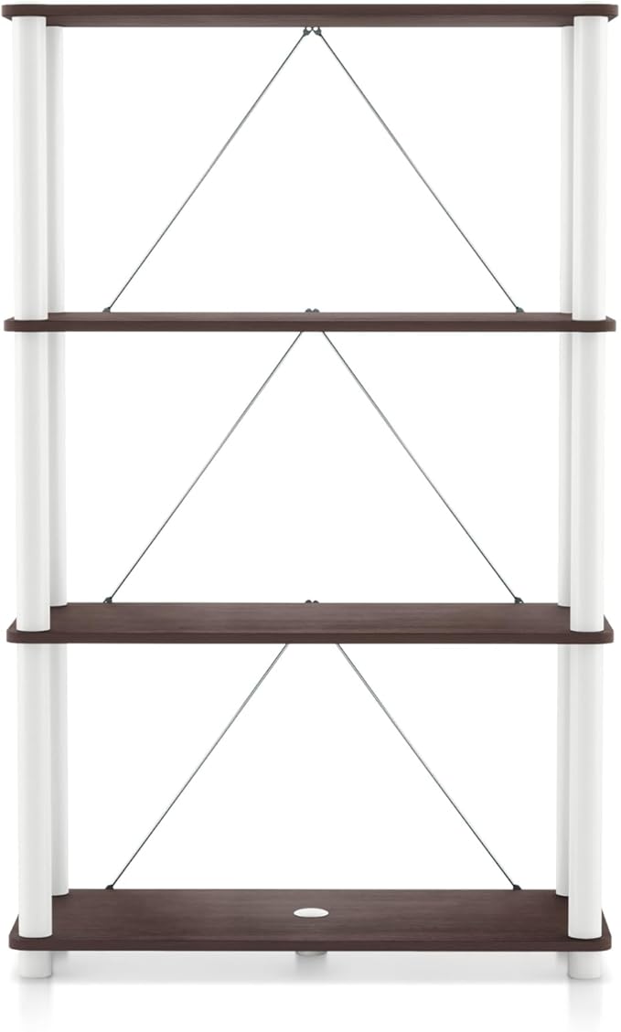 Homes: Inside + Out Apexa Modern 4-Tier Wide Shelving Units, Collectibles Display Shelves, Easy Assembly Standing Shelf, Home Storage Organizer for Living Room, Bedroom, Office, Espresso