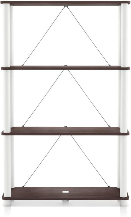 Homes: Inside + Out Apexa Modern 4-Tier Wide Shelving Units, Collectibles Display Shelves, Easy Assembly Standing Shelf, Home Storage Organizer for Living Room, Bedroom, Office, Espresso