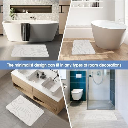 VEELOIM Stone Bath Mat, Diatomaceous Earth Bath Mat, Shower Mat White