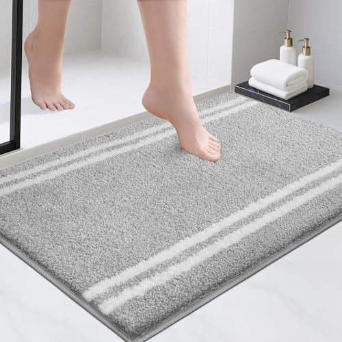 PURRUGS Bathroom Rug, Bath Mat, 24" x 36", Light Grey