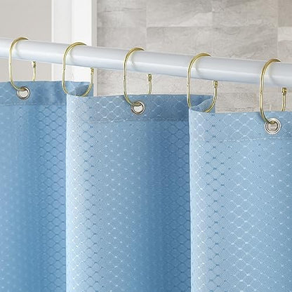 24 Pcs Shower Curtain Rings, Goowin Shower Curtain Hooks, Oval Snap Shower Rings for Curtain, Metal Gold Shower Curtain Rings Rust Proof, Glide Smoothly Shower Hooks for Shower Curtain Rod (Gold)