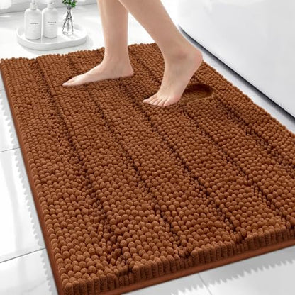 Bcoimo Bath Rug Mat,30x20 Chenille Extra Soft Burnt Orange Bathroom Tub Mat