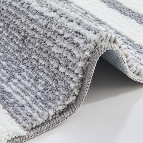 CozeCube Grey Striped 32"x20" Non Slip Washable Bath Mat
