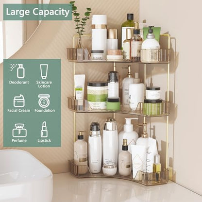 Webetop 3 Tier Corner Bathroom Organizer Countertop for Skincare & Dresser