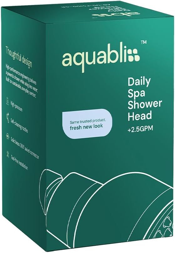 Aquabliss TurboSpa High-Pressure Shower Head - Chrome | 3-inch high-pressure shower head with 42-nozzle wide spray and flow restrictor. Twist-on install, no tools needed.