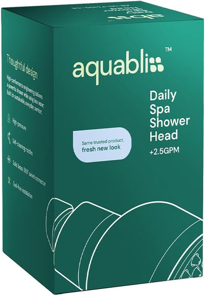Aquabliss TurboSpa High-Pressure Shower Head - Chrome | 3-inch high-pressure shower head with 42-nozzle wide spray and flow restrictor. Twist-on install, no tools needed.