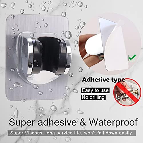 2 Pcs Adjustable Suction Cup Shower Head Holder Removable No Drill for Bath
