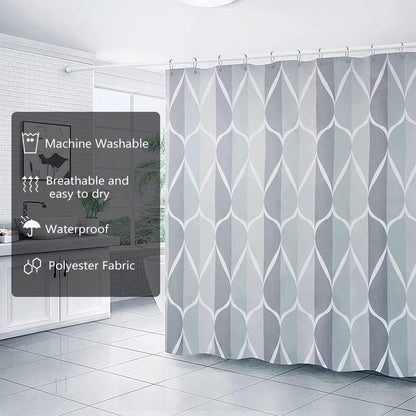 LLSCL Grey Grid Fabric Shower Curtain Liner with Magnets, Waterproof Hotel Quality, 72 x 72 Machine Washable