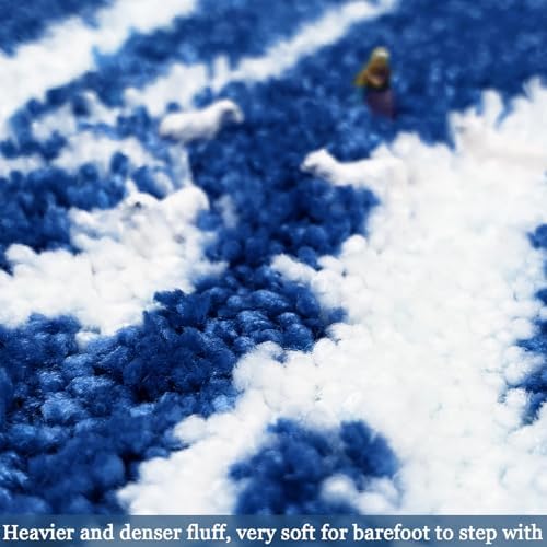 Get Naked Bath Mat Blue - Funny Bathroom Rugs Non Slip Cute Carpet for Bathroom Floor Decor Water Absorbent Bath Rugs for Sink Bathtub and Shower Navy and White Bathmat 20" x 32"