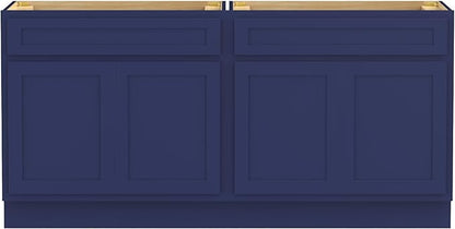 Vanity Art 72 Inch Bathroom Base Cabinet Only, Double Sink Top (Not Include Sink) with Door & Soft Close Hinge, Unassembled Floor Cabinet, Blue, 2ea 36 Inch Combo