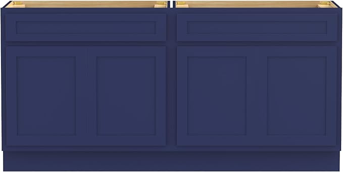 Vanity Art 60 Inch Bathroom Base Cabinet Only, Double Sink Top (Not Include Sink) with Door & Soft Close Hinge, Unassembled Floor Cabinet, Blue, 2ea 30 Inch Combo
