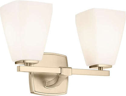 Kichler Marant 14.25" 2-Light Vanity Light with Opal Glass in Champagne Bronze, for Bathroom, Powder Room, Over a Mirror, (14.25" W x 9.5" H), 55215CPZ