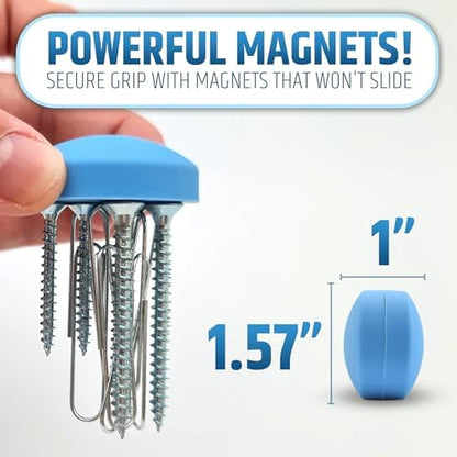 Powerful Anti-Billowing Magnetic Shower Curtain Weights for Splash-Free Bath Experience - 360° Silicone Wrapped - Will Never Rust - Heavy Magnets Prevent Curtain Liners from Blowing | 4 Pairs | Blue
