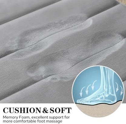 BYSURE Grey Memory Foam Bathroom Rug Set 3 Piece, Non Slip Extra Soft Absorbent Bath Mats, Machine Washable & Dry Toilet Mat Sets for Bathroom Floor
