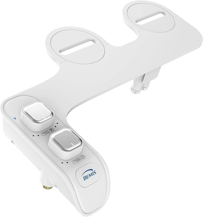 Bemis WS100 000 Wellspring Bidet Attachment, Fresh Water Spray, Non Electric, Easy to Install, White Toilet Seat, Fits
