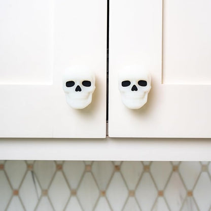 Knobēz 12pk Skull Decorative Cabinet Knob Covers - Spooky Halloween Decor | Stretchy Gothic hardware protectors fit 1 to 1.5 in round or square knobs for instant kitchen and bathroom seasonal style