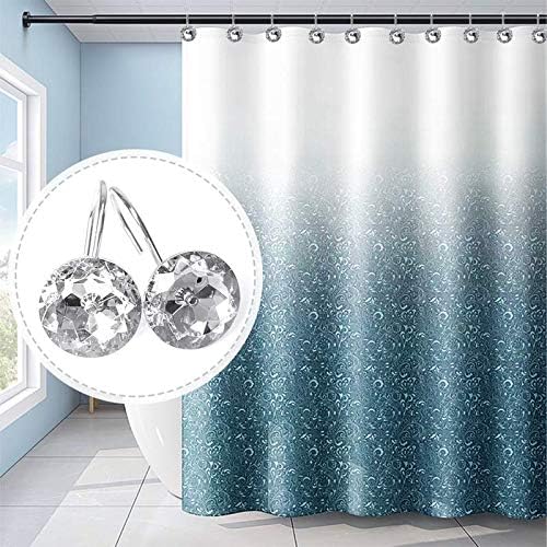 12 Pcs Bling Rhinestones Shower Curtain Hooks Bathroom Rolling Hooks