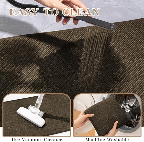 chakme Bathroom Rugs Mat 59x17, Ultra Thin Non Slip Bath Rug Runner Quick Dry Absorbent Bath Mat for Bathroom, (Brown, 59"x17")