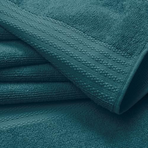 GLAMBURG Ultra Soft 24-Piece Towel Set - 100% Pure Ringspun Cotton, Contains 8 Oversized Bath Towels 27x54, 8 Hand Towels 16x28, 8 Wash Cloths 13x13 - Ideal for Everyday use, Hotel & Spa - Teal