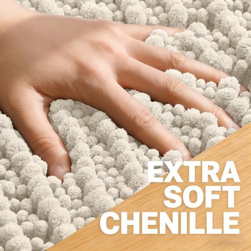 OLANLY Bathroom Runner Rugs 59x24, Thick Soft Absorbent Chenille Bath Rugs