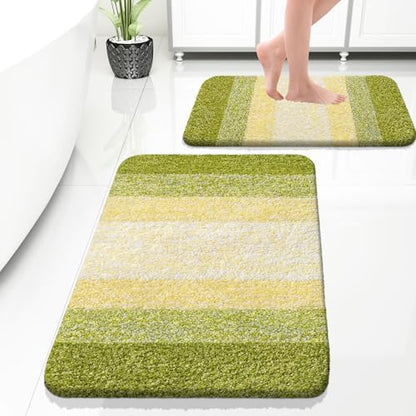 OLANLY Micorfiber Bathroom Rug Set 2 Piece, 30"x20"+24"x16"