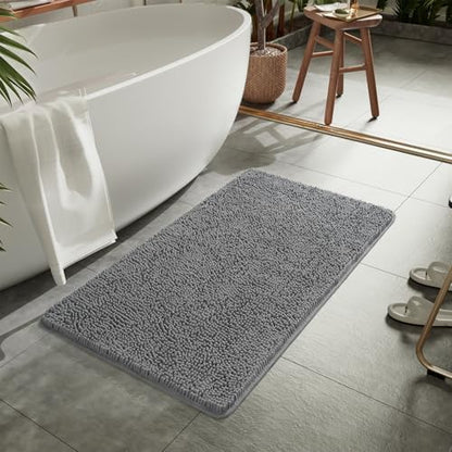 LOCHAS Luxury Bathroom Rug Shaggy Bath Mat 24 x 36 Inch, Light Gray