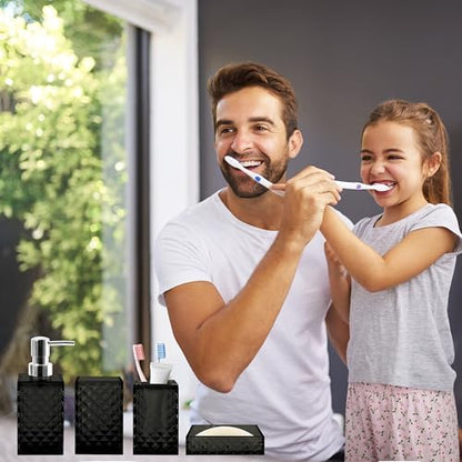 Bathroom Accessory Set, 4 PCS Black Bathroom Accessories Set