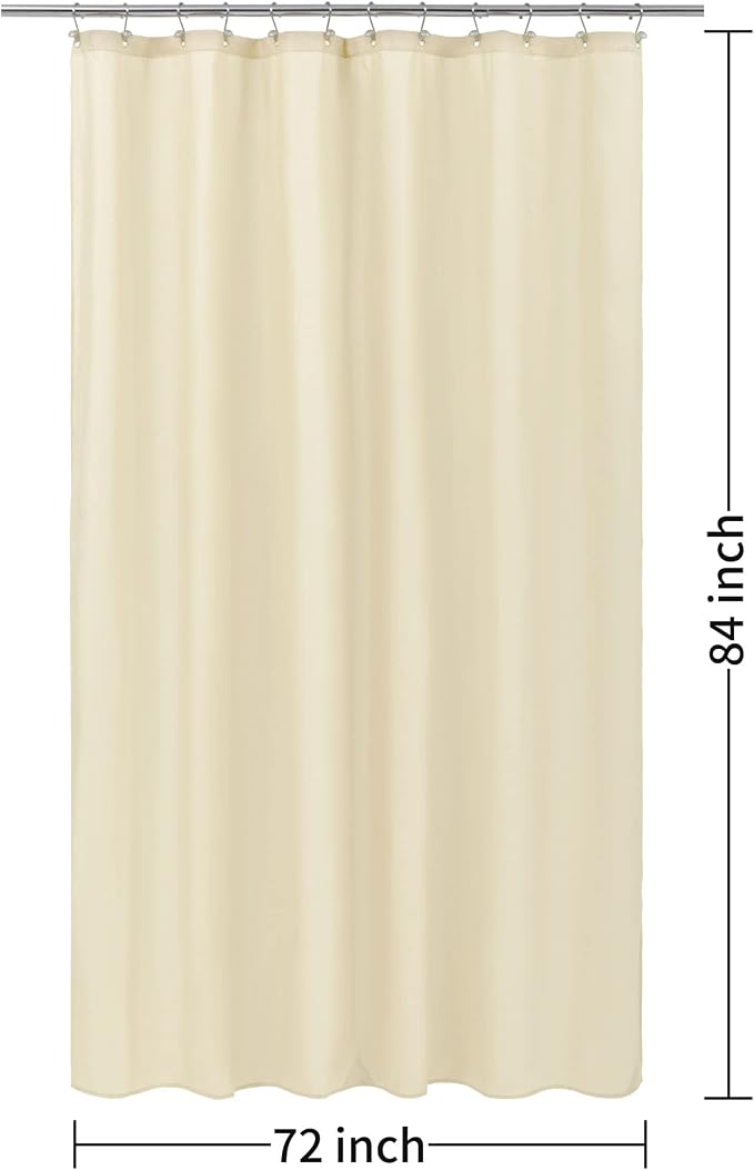 ALYVIA SPRING Extra Long Waterproof Fabric Shower Curtain Liner Cream 72x84 | 3 Magnets, Soft Cloth & Hotel Quality, Machine Washable, Light-Weight, Extra Long Size