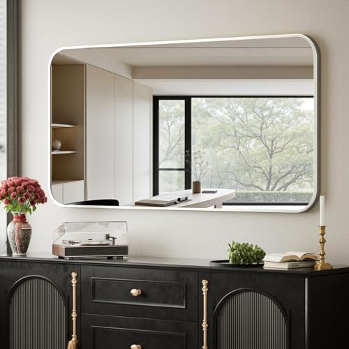 BEAUTYPEAK 26" x 38" Silver Wall Mounted Bathroom Mirror