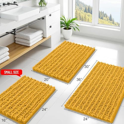 Smiry Bathroom Rugs 34X21, Extra Soft Rubber Backing Chenille Bath Mats