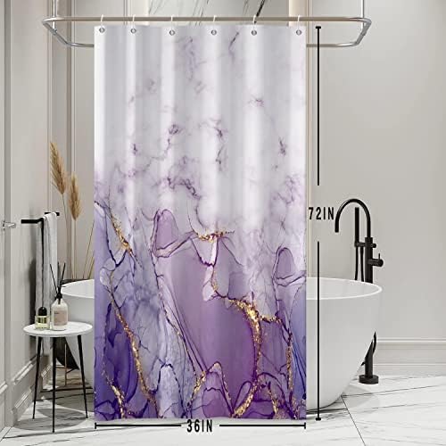 Purple Marble Stall Waterproof Shower Curtain 36x72 inches