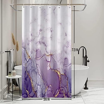 Purple Marble Stall Waterproof Shower Curtain 36x72 inches