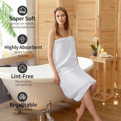 Microfiber Waffle Bath Towels, 4 Pieces, Soft, Absorbent, Fast Drying, Lint Free 430 GSM (27''x55''/68.58 cm x139.7 cm)