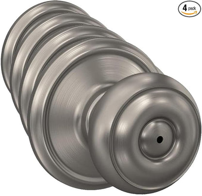 SCHLAGE F40 GEO 619 Georgian Door Knob, Bed & Bath Privacy Lock, Satin Nickel (Pack of 4)